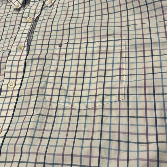Izod Long Sleeve Checkered Button Down Collared Shirt Size 4X Purple and Blue - Picture 6 of 9